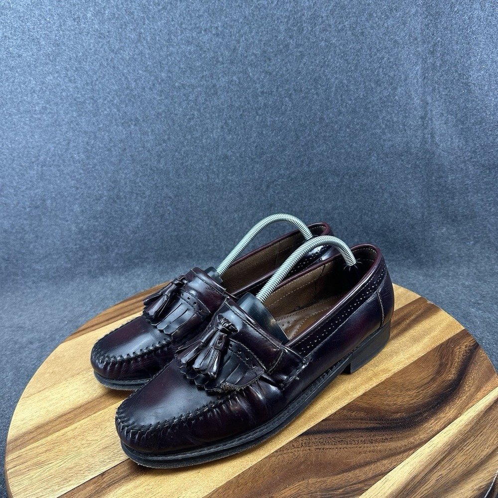 Weejuns GH Bass Mens Jeremy Loafers Sz 9.5D Vibram Burgundy Leather Penny Tassel - Picture 5 of 11